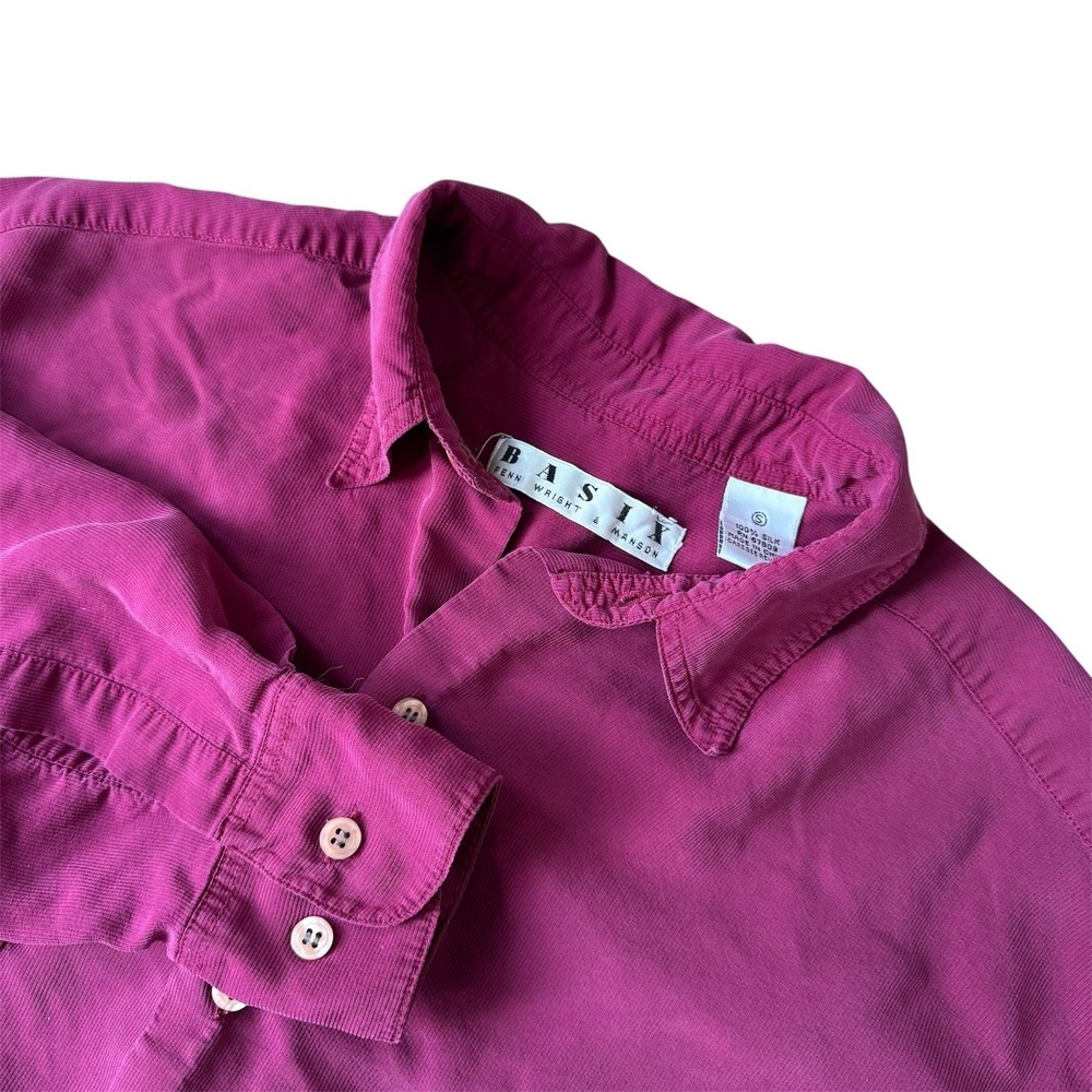 100% Silk BASIX Men's Button Down Shirt Button Up Long Sleeve Shirt